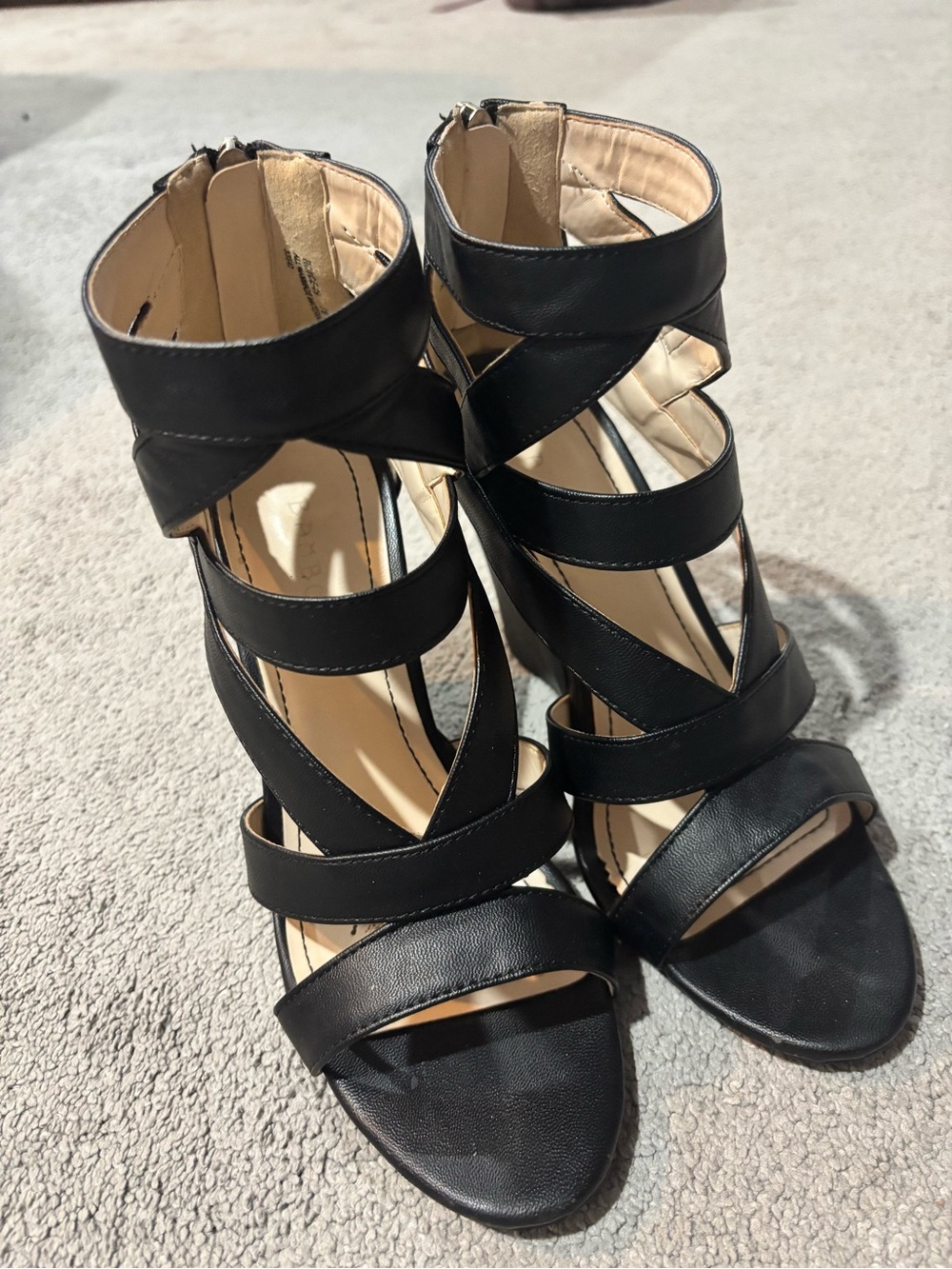 BAMBOO Black Strappy Espadrille Heeled Sandals